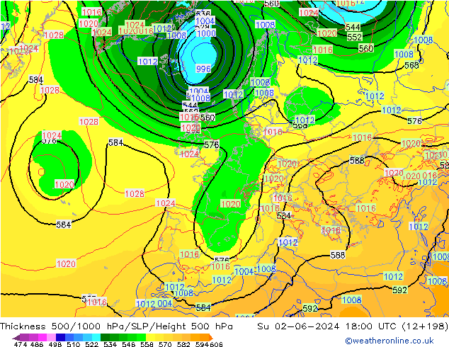 Thck 500-1000hPa ECMWF Su 02.06.2024 18 UTC