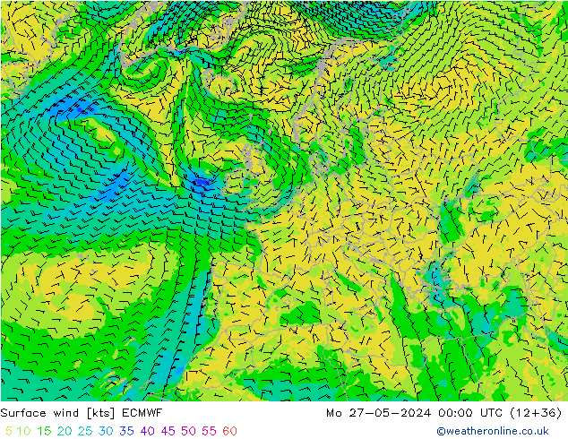 Vent 10 m ECMWF lun 27.05.2024 00 UTC