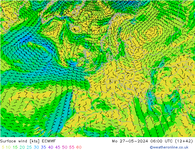 Surface wind ECMWF Mo 27.05.2024 06 UTC