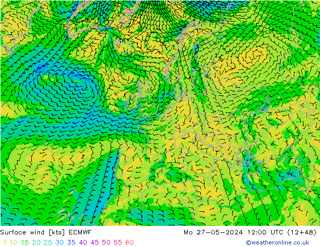 Surface wind ECMWF Po 27.05.2024 12 UTC