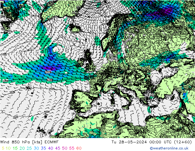 Wind 850 hPa ECMWF Di 28.05.2024 00 UTC