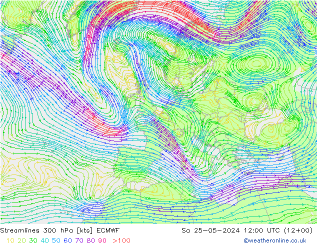 风 300 hPa ECMWF 星期六 25.05.2024 12 UTC