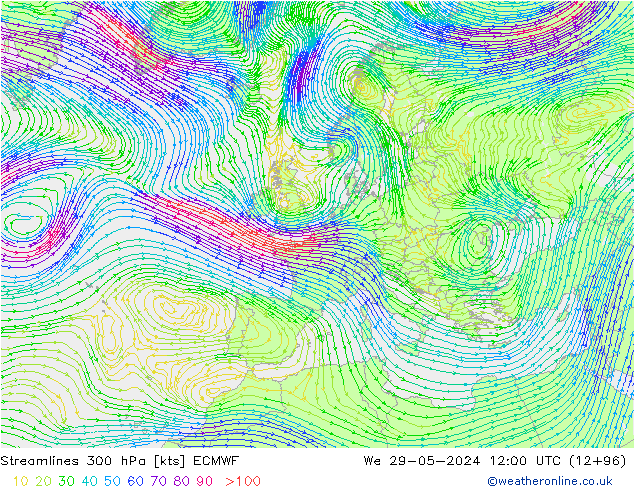 ветер 300 гПа ECMWF ср 29.05.2024 12 UTC