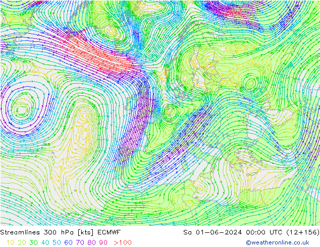 Rüzgar 300 hPa ECMWF Cts 01.06.2024 00 UTC