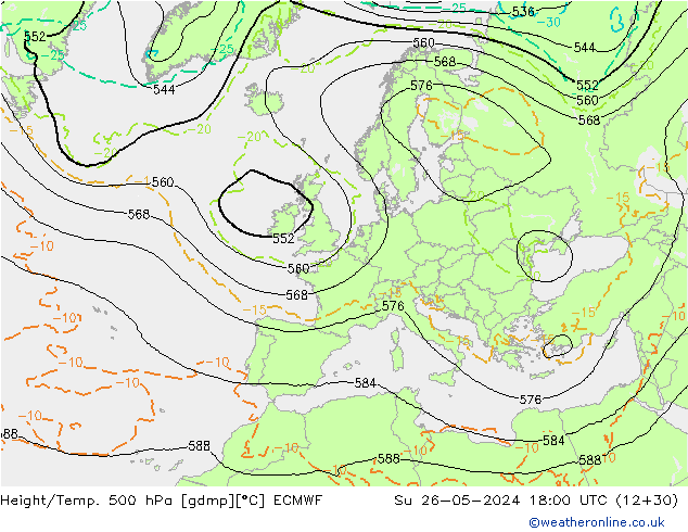 Z500/Rain (+SLP)/Z850 ECMWF Su 26.05.2024 18 UTC