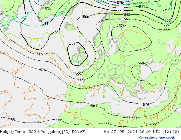 Z500/Rain (+SLP)/Z850 ECMWF lun 27.05.2024 06 UTC