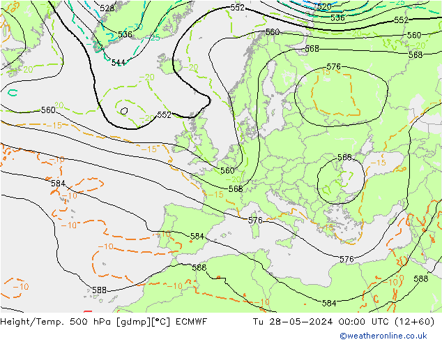 Z500/Rain (+SLP)/Z850 ECMWF Di 28.05.2024 00 UTC