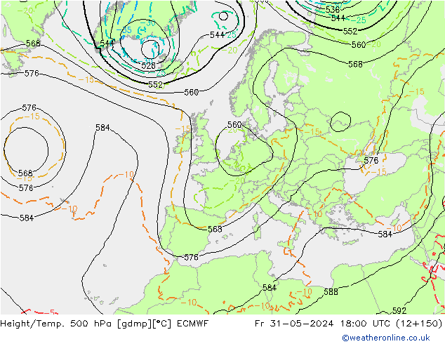 Z500/Rain (+SLP)/Z850 ECMWF ven 31.05.2024 18 UTC