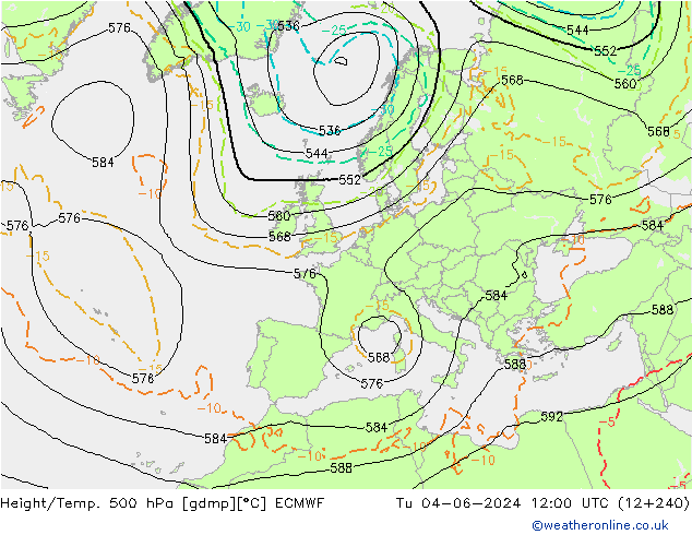 Z500/Rain (+SLP)/Z850 ECMWF  04.06.2024 12 UTC