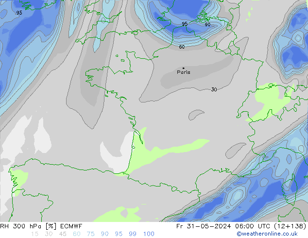 RH 300 hPa ECMWF pt. 31.05.2024 06 UTC