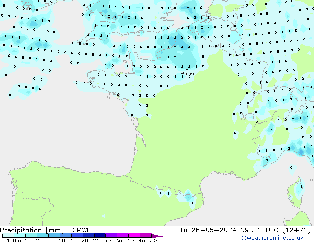 Precipitación ECMWF mar 28.05.2024 12 UTC