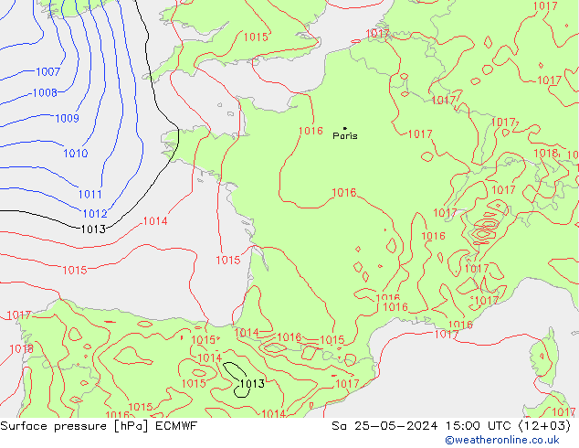 pression de l'air ECMWF sam 25.05.2024 15 UTC