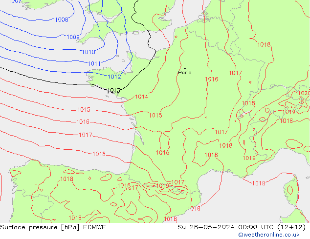 Bodendruck ECMWF So 26.05.2024 00 UTC