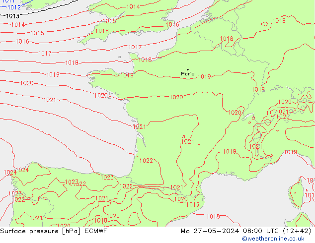 ciśnienie ECMWF pon. 27.05.2024 06 UTC