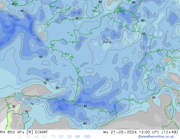 850 hPa Nispi Nem ECMWF Pzt 27.05.2024 12 UTC