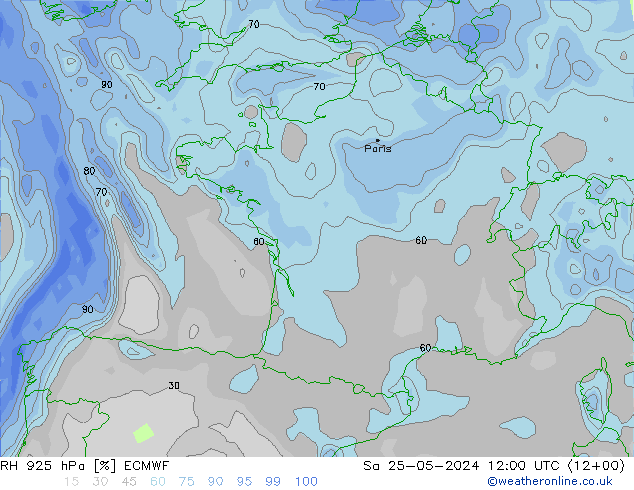 RH 925 hPa ECMWF Sáb 25.05.2024 12 UTC