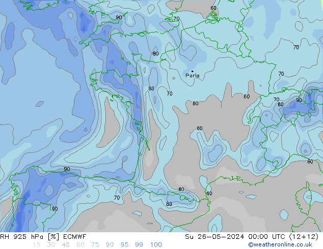 RH 925 hPa ECMWF Dom 26.05.2024 00 UTC