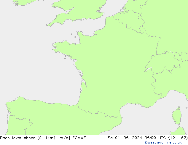 Deep layer shear (0-1km) ECMWF Sáb 01.06.2024 06 UTC