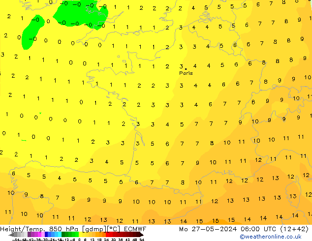 Z500/Rain (+SLP)/Z850 ECMWF Seg 27.05.2024 06 UTC