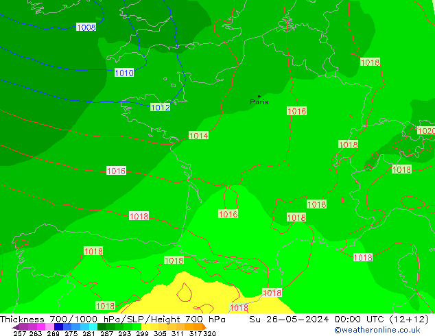 Thck 700-1000 hPa ECMWF Dom 26.05.2024 00 UTC