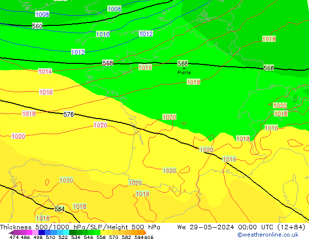 Thck 500-1000hPa ECMWF We 29.05.2024 00 UTC