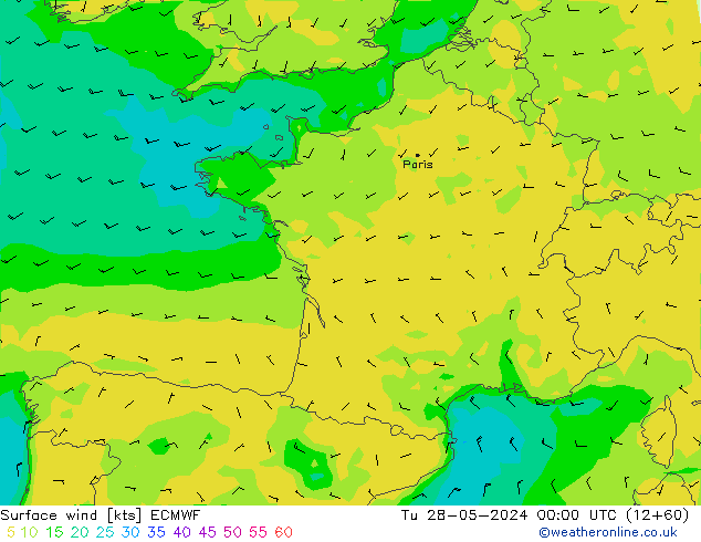 Wind 10 m ECMWF di 28.05.2024 00 UTC