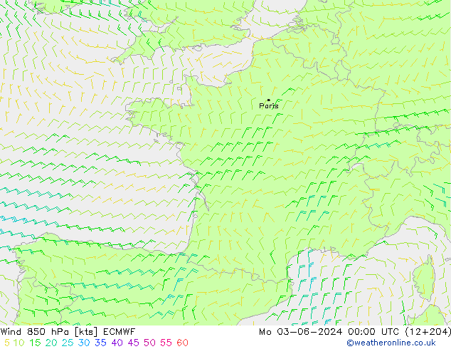 Wind 850 hPa ECMWF ma 03.06.2024 00 UTC