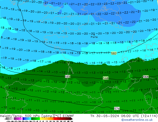 Z500/Rain (+SLP)/Z850 ECMWF Th 30.05.2024 06 UTC