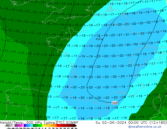 Z500/Rain (+SLP)/Z850 ECMWF dom 02.06.2024 00 UTC