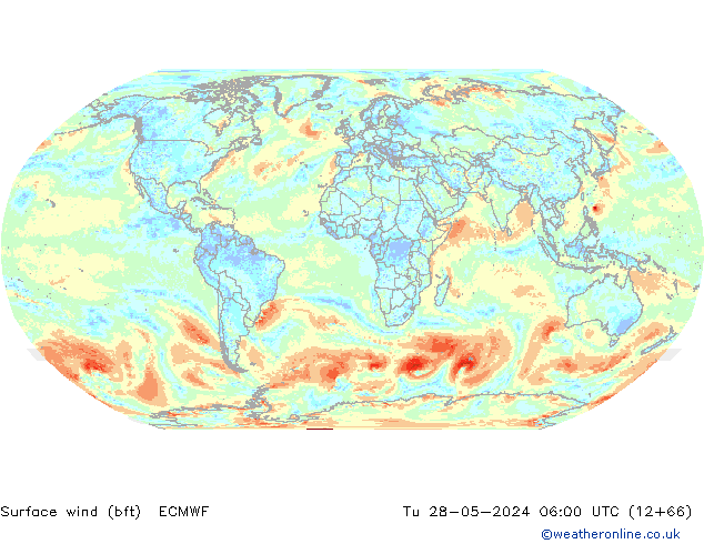 Vento 10 m (bft) ECMWF mar 28.05.2024 06 UTC