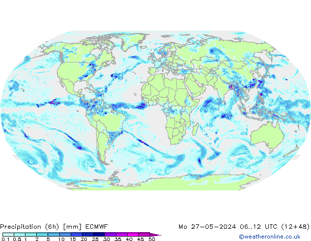 Z500/Rain (+SLP)/Z850 ECMWF Mo 27.05.2024 12 UTC