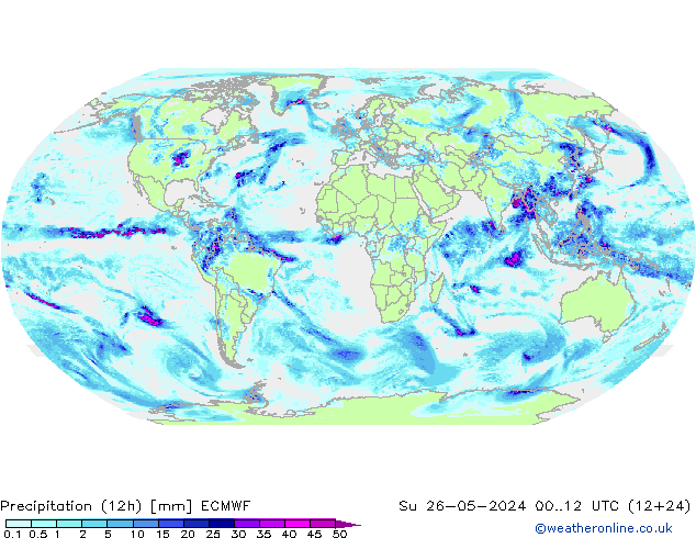 Yağış (12h) ECMWF Paz 26.05.2024 12 UTC