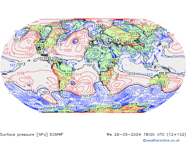 ciśnienie ECMWF śro. 29.05.2024 18 UTC