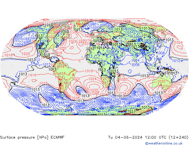 Surface pressure ECMWF Tu 04.06.2024 12 UTC