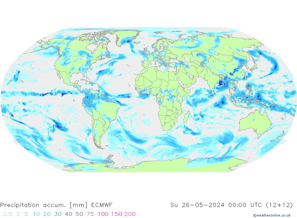 Precipitation accum. ECMWF Su 26.05.2024 00 UTC