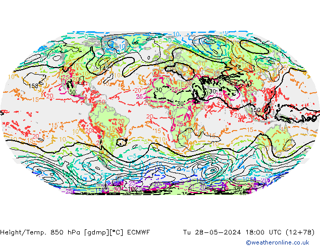 Z500/Rain (+SLP)/Z850 ECMWF Di 28.05.2024 18 UTC