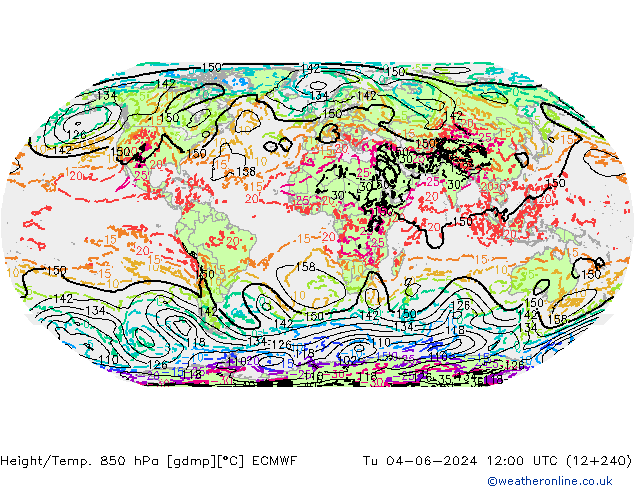 Height/Temp. 850 hPa ECMWF Ter 04.06.2024 12 UTC