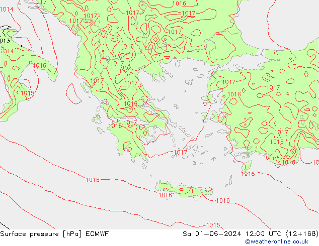 Atmosférický tlak ECMWF So 01.06.2024 12 UTC