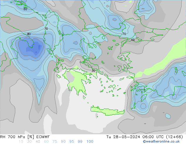 RH 700 hPa ECMWF Tu 28.05.2024 06 UTC