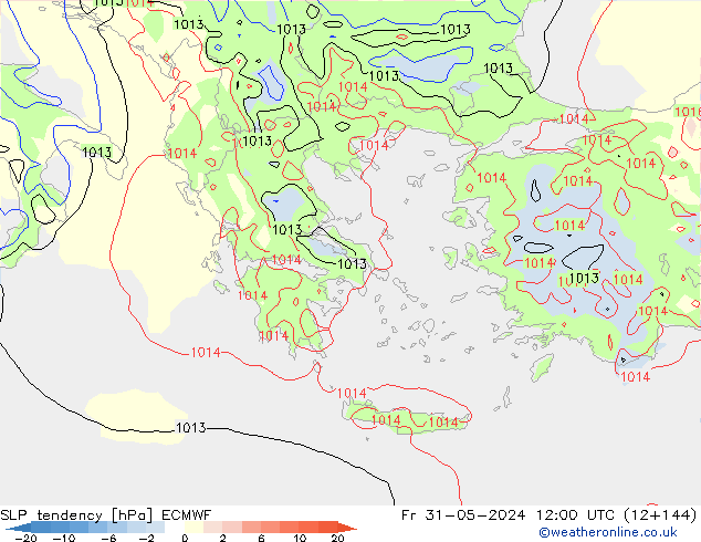 Tendenza di Pressione ECMWF ven 31.05.2024 12 UTC