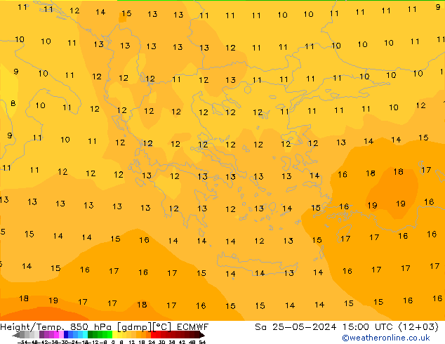 Height/Temp. 850 hPa ECMWF sab 25.05.2024 15 UTC