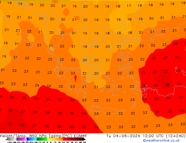 Hoogte/Temp. 850 hPa ECMWF di 04.06.2024 12 UTC