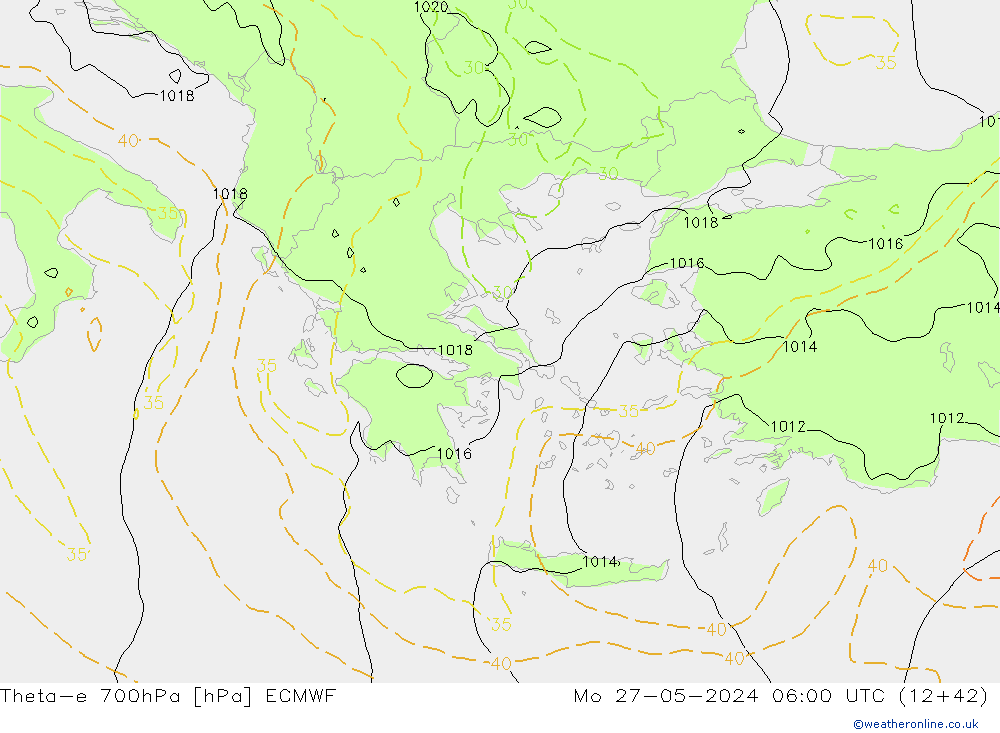 Theta-e 700hPa ECMWF Mo 27.05.2024 06 UTC