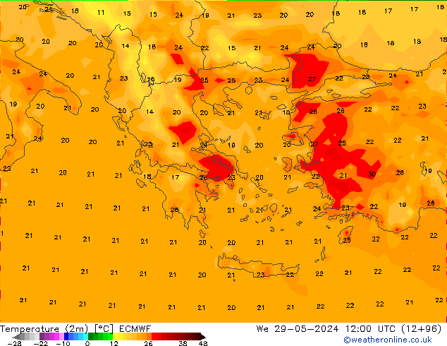 карта температуры ECMWF ср 29.05.2024 12 UTC