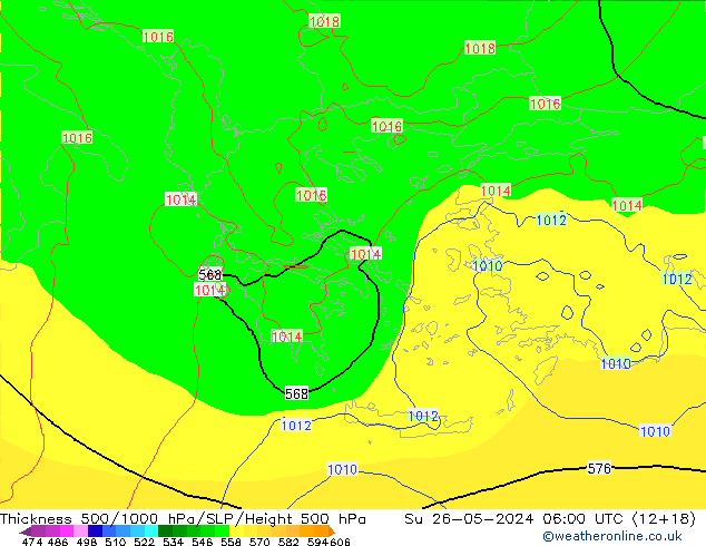 Thck 500-1000hPa ECMWF dom 26.05.2024 06 UTC