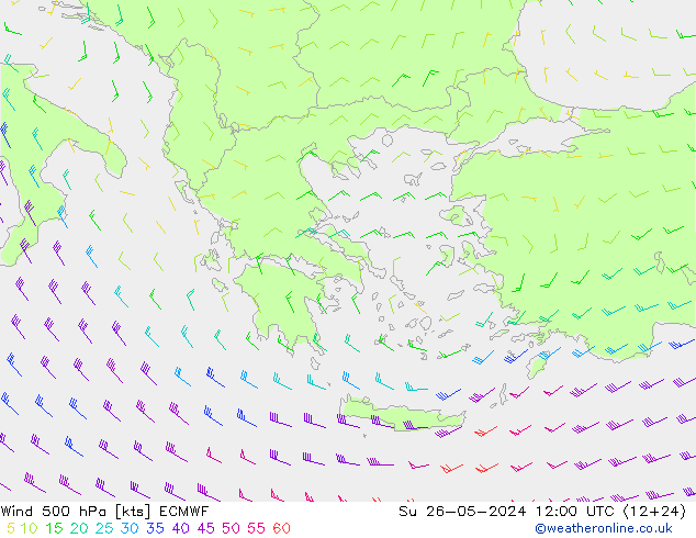 Wind 500 hPa ECMWF Su 26.05.2024 12 UTC