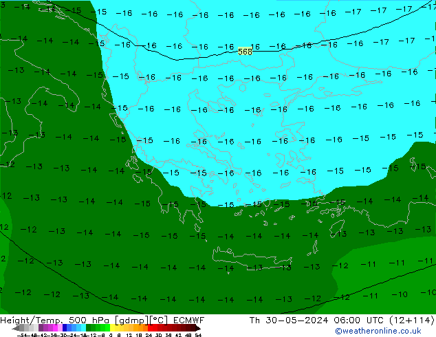 Z500/Rain (+SLP)/Z850 ECMWF Čt 30.05.2024 06 UTC