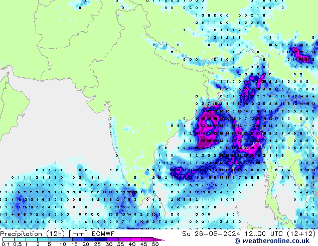 opad (12h) ECMWF nie. 26.05.2024 00 UTC