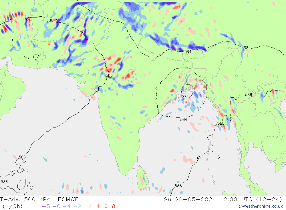 T-Adv. 500 hPa ECMWF Su 26.05.2024 12 UTC