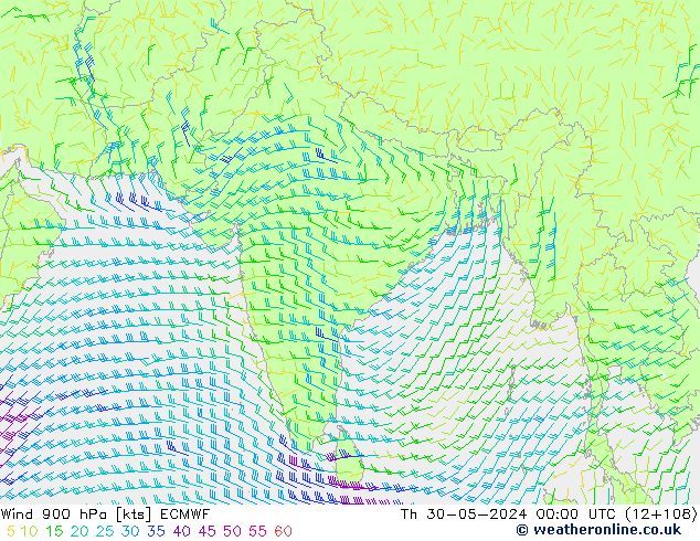 Vent 900 hPa ECMWF jeu 30.05.2024 00 UTC